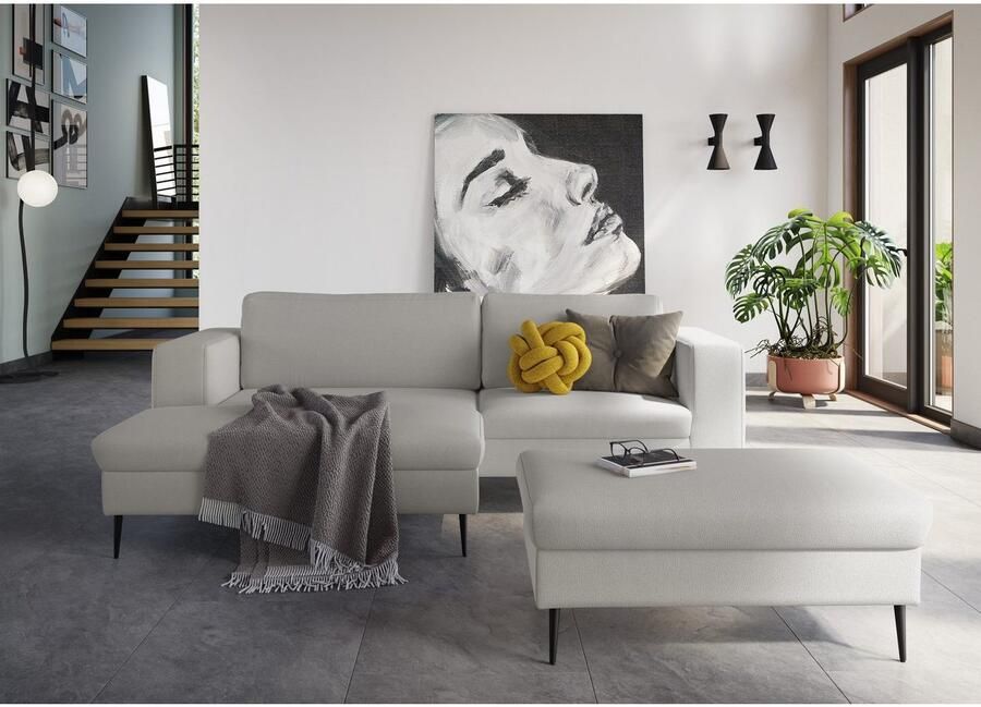 DOMO collection Hoekbank Modica compact en elegant breedte 244 L-vorm moderne uitstraling met extra brede chaise longue ook in corduroy - Foto 2