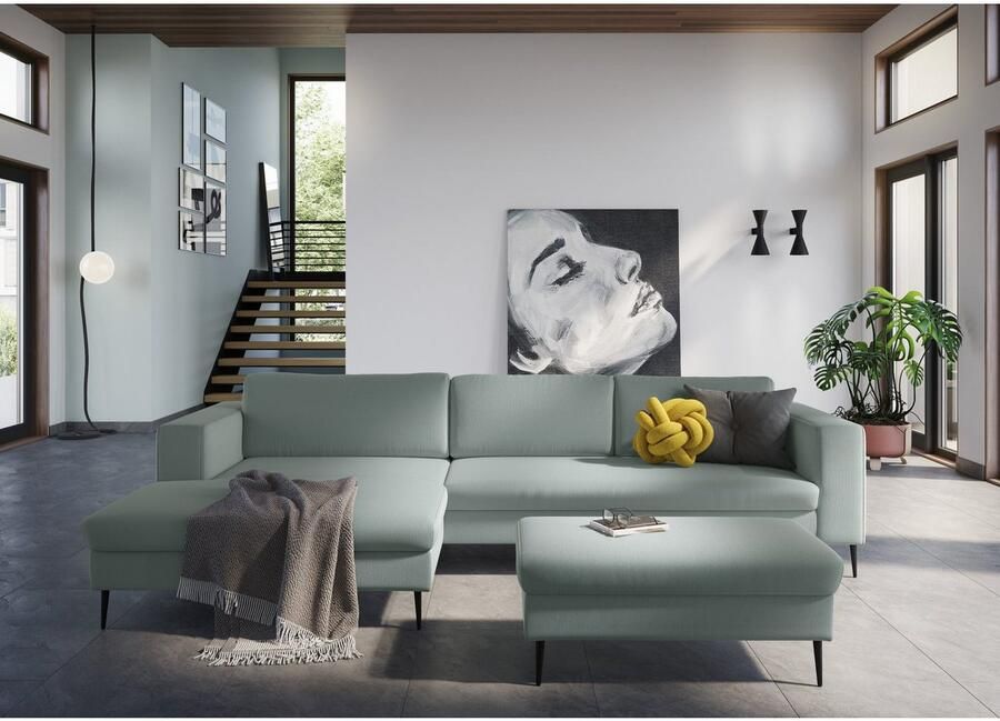 DOMO collection Hoekbank Modica tijdloos en elegant L-vorm moderne uitstraling met extra brede chaise longue ook in corduroy - Foto 2