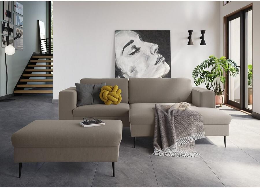 DOMO collection Hoekbank Modica compact en elegant breedte 244 L-vorm moderne uitstraling met extra brede chaise longue ook in corduroy - Foto 2
