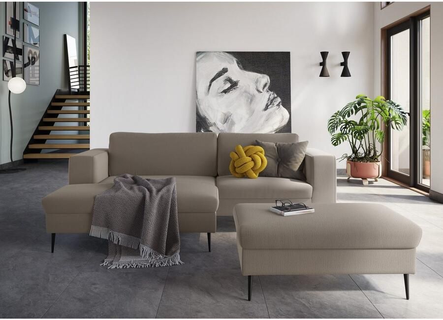 DOMO collection Hoekbank Modica compact en elegant breedte 244 L-vorm moderne uitstraling met extra brede chaise longue ook in corduroy - Foto 2