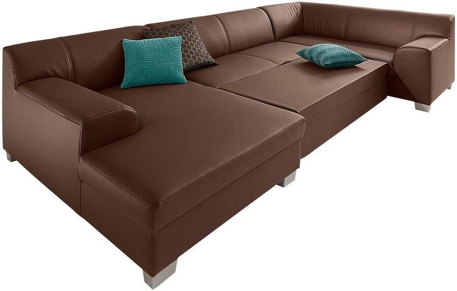 DOMO collection Zithoek Amando U-vorm naar keuze met bedfunctie stevig zitcomfort vrij in de ruimte te plaatsen