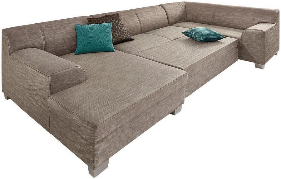 DOMO collection Zithoek Amando U-vorm naar keuze met bedfunctie stevig zitcomfort vrij in de ruimte te plaatsen