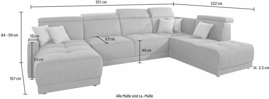 DOMO collection Zithoek Ava moderne zitstiksels met mooie dubbele naad comfortabel U-vorm - Foto 4