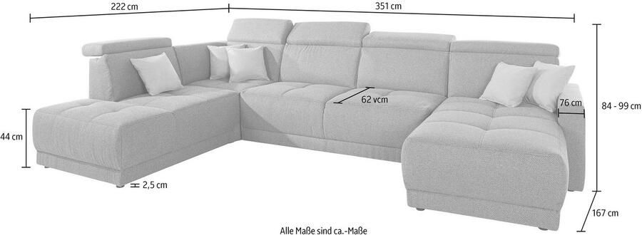 DOMO collection Zithoek Ava moderne zitstiksels met mooie dubbele naad comfortabel U-vorm - Foto 4