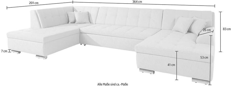 DOMO collection Zithoek Aversa U-vorm naar keuze met slaapfunctie vrij plaatsbaar - Foto 3