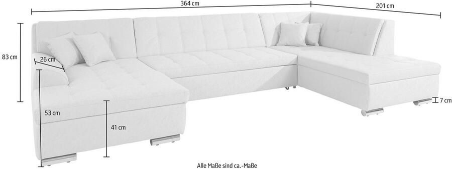 DOMO collection Zithoek Aversa U-vorm naar keuze met slaapfunctie vrij plaatsbaar - Foto 3