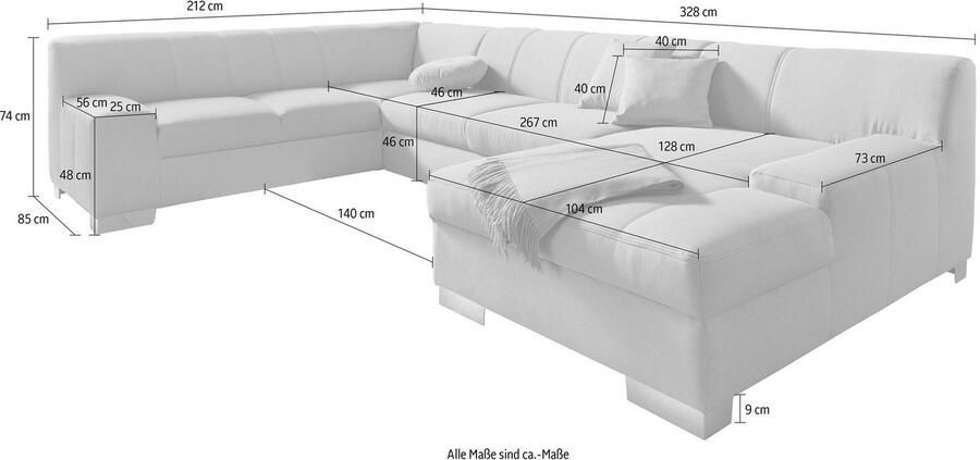 DOMO collection Zithoek Bero U-vorm stevig zitcomfort optioneel met bedfunctie