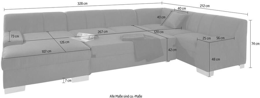 DOMO collection Zithoek Bero U-vorm stevig zitcomfort optioneel met bedfunctie - Foto 3