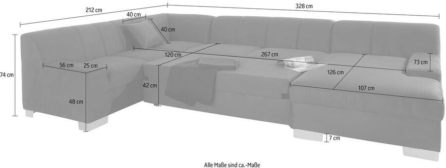 DOMO collection Zithoek Bero U-vorm stevig zitcomfort optioneel met bedfunctie - Foto 3