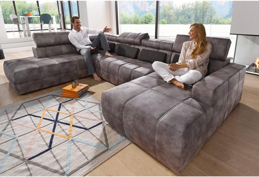 DOMO collection Zithoek Brandon keuze met zitdiepteverstelling inclusief lendensteun met hoofdsteunverstelling optionele zitdiepteverstelling u-vorm