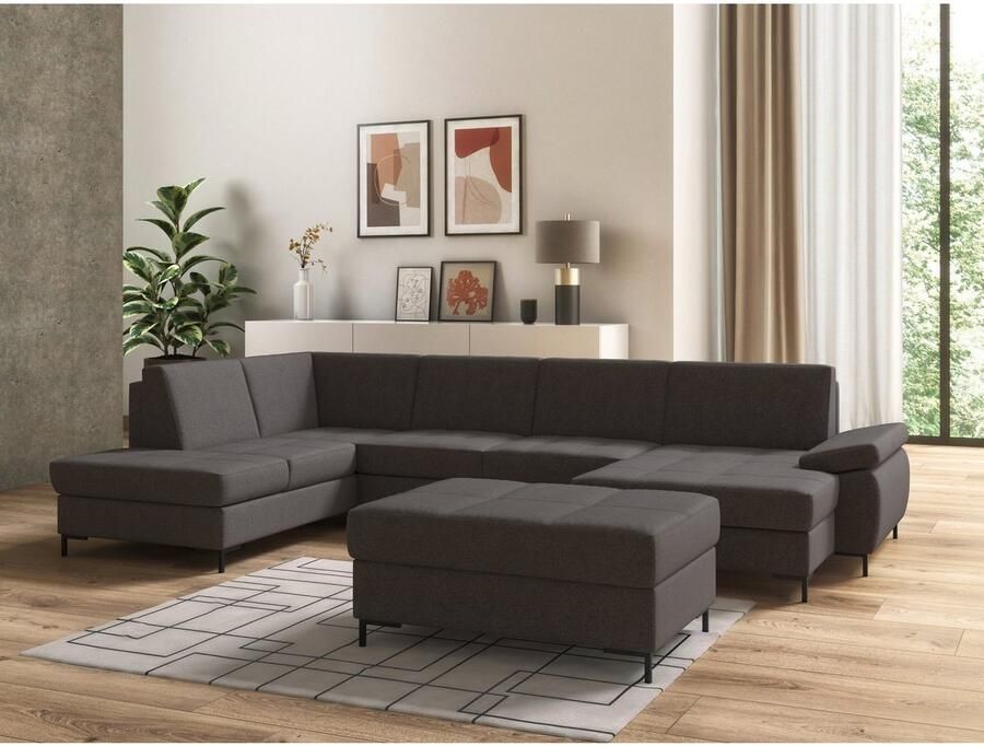 DOMO collection Zithoek Capelo comfortabel duidelijke lijnen kenmerken dit ontwerp U-Vorm met verstelbare armleuningen naar keuze met slaapfunctie binnenvering - Foto 2