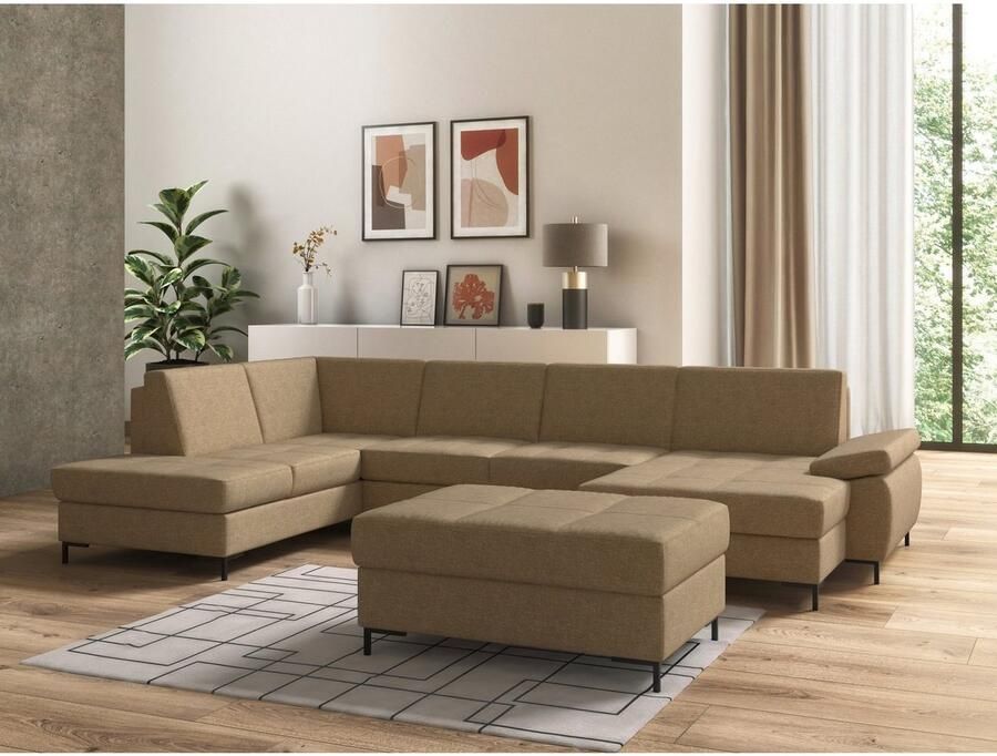 DOMO collection Zithoek Capelo comfortabel duidelijke lijnen kenmerken dit ontwerp U-Vorm met verstelbare armleuningen naar keuze met slaapfunctie binnenvering - Foto 2