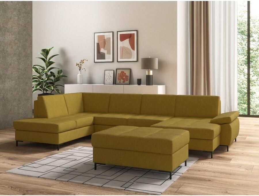 DOMO collection Zithoek Capelo comfortabel duidelijke lijnen kenmerken dit ontwerp U-Vorm met verstelbare armleuningen naar keuze met slaapfunctie binnenvering - Foto 1