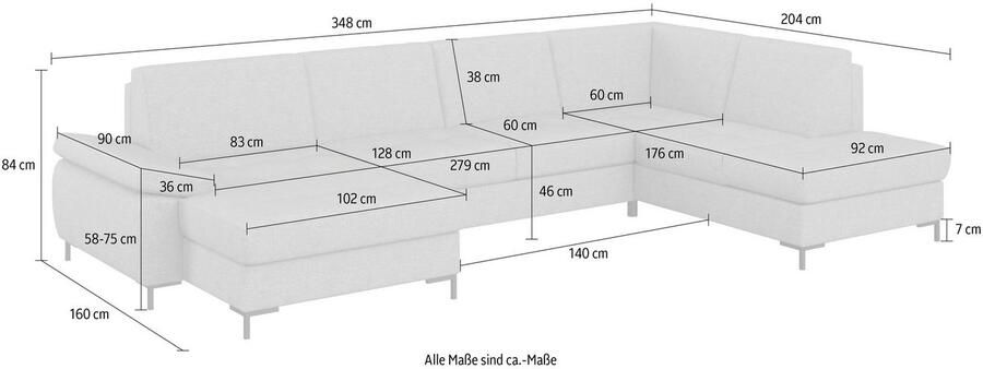 DOMO collection Zithoek Capelo comfortabel duidelijke lijnen kenmerken dit ontwerp U-Vorm met verstelbare armleuningen naar keuze met slaapfunctie binnenvering - Foto 10