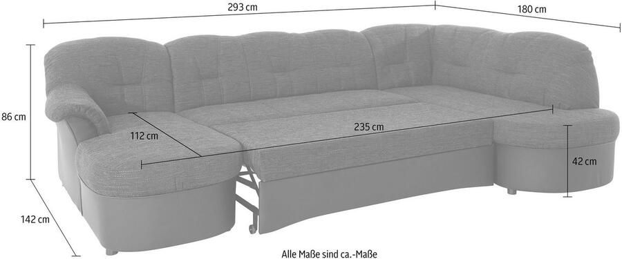 DOMO collection Zithoek Flores ook in leren bekleding B D H: 293 180 86 cm U-vorm (3 stuks) - Foto 2