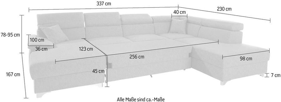 DOMO collection Zithoek Mira U-vorm naar keuze met bedfunctie en bedkast elegant en modern - Foto 5