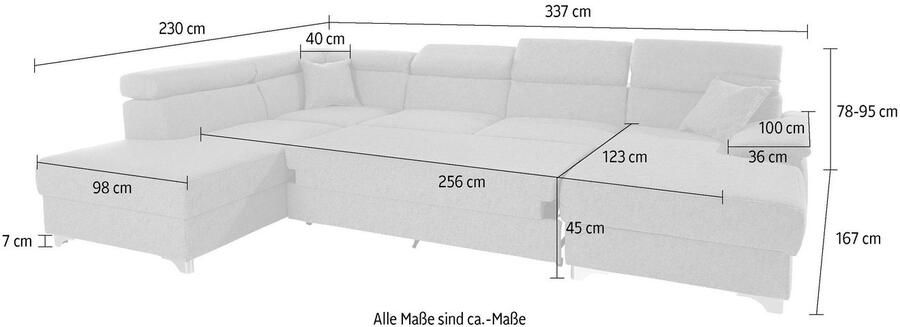 DOMO collection Zithoek Mira U-vorm naar keuze met bedfunctie en bedkast elegant en modern - Foto 5