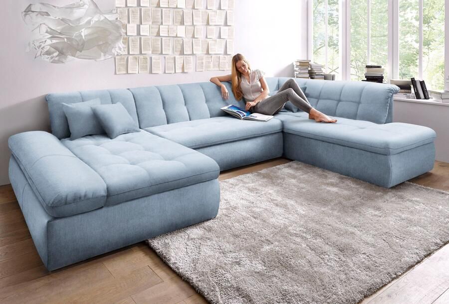 DOMO collection Zithoek Moric Luxus incl. sierkussen U-vorm tot 140 kg per zitplaats belastbaar XXL B D H: 353 216 80 cm