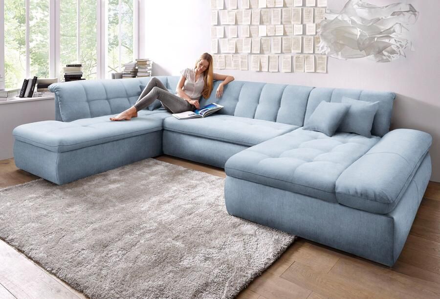 DOMO collection Zithoek Moric Luxus incl. sierkussen U-vorm tot 140 kg per zitplaats belastbaar XXL B D H: 353 216 80 cm