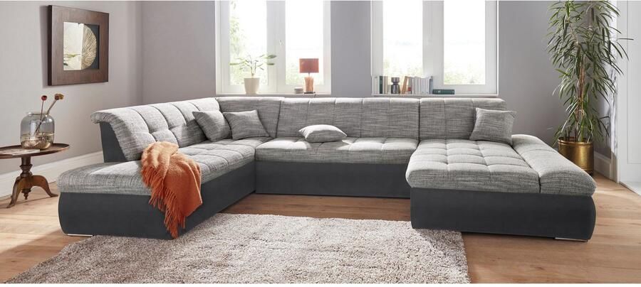 DOMO collection Zithoek Moric Luxus incl. sierkussen U-vorm tot 140 kg per zitplaats belastbaar XXL B D H: 353 216 80 cm