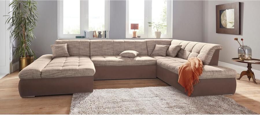 DOMO collection Zithoek Moric Luxus incl. sierkussen U-vorm tot 140 kg per zitplaats belastbaar XXL B D H: 353 216 80 cm