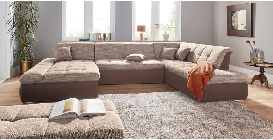 DOMO collection Zithoek Moric Luxus incl. sierkussen U-vorm tot 140 kg per zitplaats belastbaar XXL B D H: 353 216 80 cm