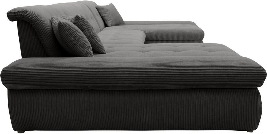 DOMO collection Zithoek Moric optioneel met slaapfunctie en armleuningsverstelling XXL U-vorm aan beide zijden met recamière incl. sierkussen cord-bekleding