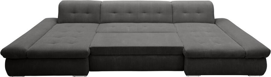 DOMO collection Zithoek Moric optioneel met slaapfunctie en armleuningsverstelling XXL U-vorm aan beide zijden met recamière incl. sierkussen cord-bekleding - Foto 3