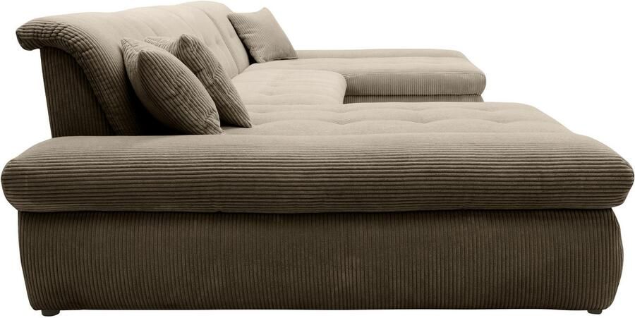 DOMO collection Zithoek Moric optioneel met slaapfunctie en armleuningsverstelling XXL U-vorm aan beide zijden met recamière incl. sierkussen cord-bekleding