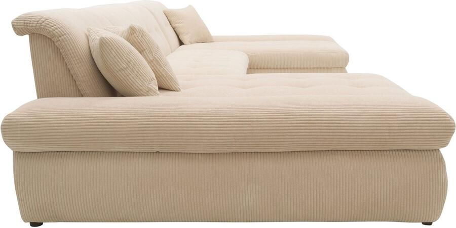 DOMO collection Zithoek Moric optioneel met slaapfunctie en armleuningsverstelling XXL U-vorm aan beide zijden met recamière incl. sierkussen cord-bekleding