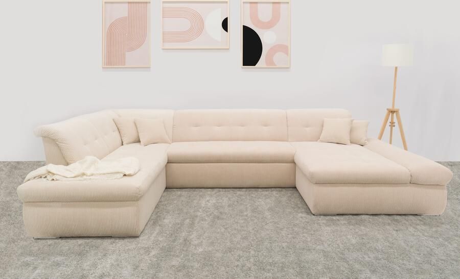 DOMO collection Zithoek Moric U-vorm ook in cord in xxl-formaat naar keuze met slaapfunctie en verstelbare armleuning - Foto 7