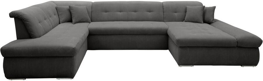 DOMO collection Zithoek Moric U-vorm ook in cord in xxl-formaat naar keuze met slaapfunctie en verstelbare armleuning - Foto 4