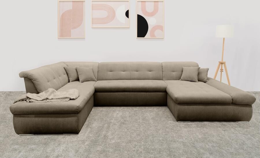 DOMO collection Zithoek Moric U-vorm ook in cord in xxl-formaat naar keuze met slaapfunctie en verstelbare armleuning - Foto 6