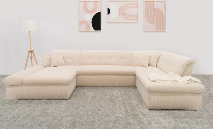 DOMO collection Zithoek Moric U-vorm ook in cord in xxl-formaat naar keuze met slaapfunctie en verstelbare armleuning - Foto 7