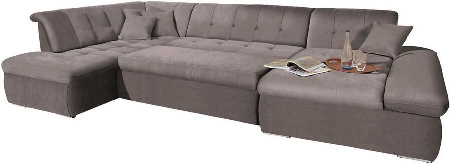 DOMO collection Zithoek NMoric in XXL-formaat B D H: 353 216 80 cm incl. decoratiekussen U-vorm - Foto 5