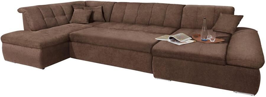 DOMO collection Zithoek NMoric in XXL-formaat B D H: 353 216 80 cm incl. decoratiekussen U-vorm - Foto 5