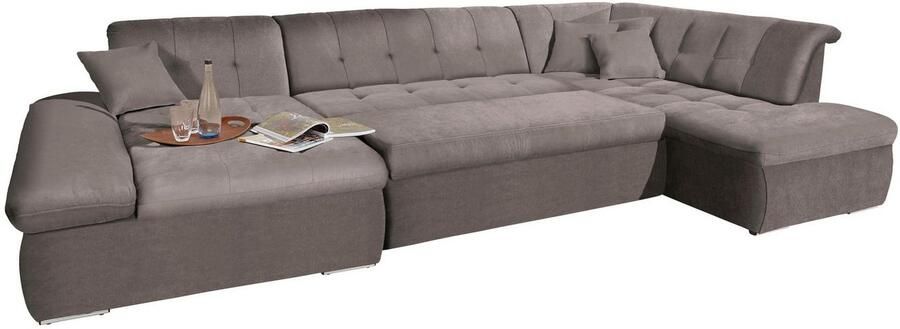 DOMO collection Zithoek NMoric in XXL-formaat B D H: 353 216 80 cm incl. decoratiekussen U-vorm - Foto 5