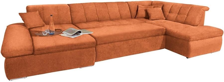 DOMO collection Zithoek NMoric in XXL-formaat B D H: 353 216 80 cm incl. decoratiekussen U-vorm - Foto 5