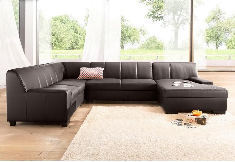 DOMO collection Zithoek Norma met kunstleer of leren bekleding veel ruimte tijdloos & elegant