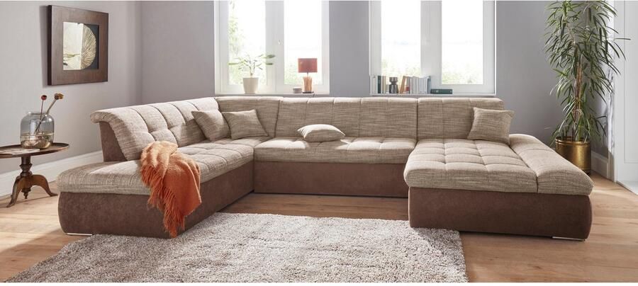 DOMO collection Zithoek PB Moric optioneel met slaapfunctie + armsteunverstelling L-vorm XXL-formaat BxDxH: 353x216x80 cm fijn doorgestikt patroon incl. sierkussens - Foto 2