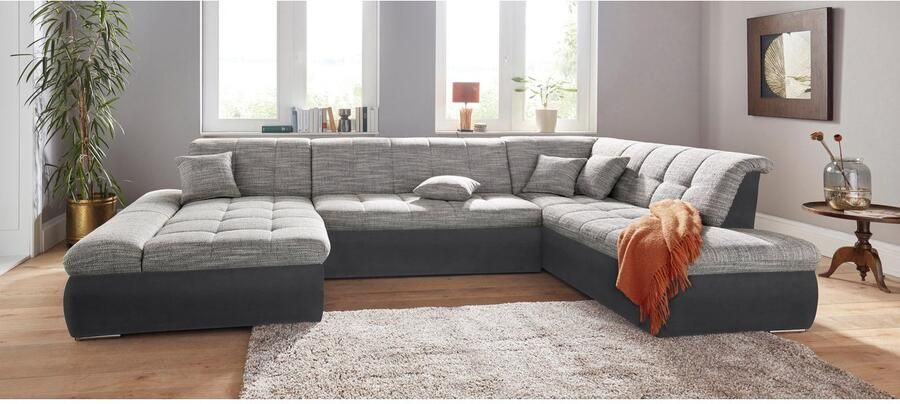 DOMO collection Zithoek PB Moric optioneel met slaapfunctie + armsteunverstelling L-vorm XXL-formaat BxDxH: 353x216x80 cm fijn doorgestikt patroon incl. sierkussens - Foto 2