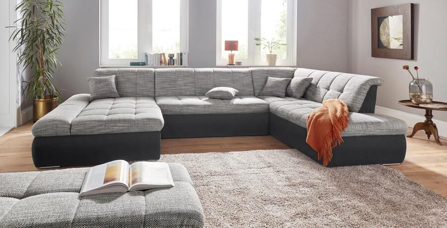 DOMO collection Zithoek PB Moric optioneel met slaapfunctie + armsteunverstelling L-vorm XXL-formaat BxDxH: 353x216x80 cm fijn doorgestikt patroon incl. sierkussens - Foto 2