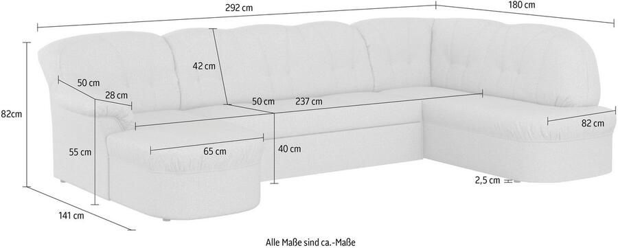 DOMO collection Zithoek Pegnitz tijdloos en modern met aantrekkelijke rugstepping U-vorm - Foto 4