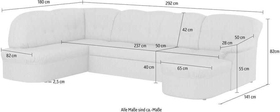 DOMO collection Zithoek Pegnitz tijdloos en modern met aantrekkelijke rugstepping U-vorm - Foto 4