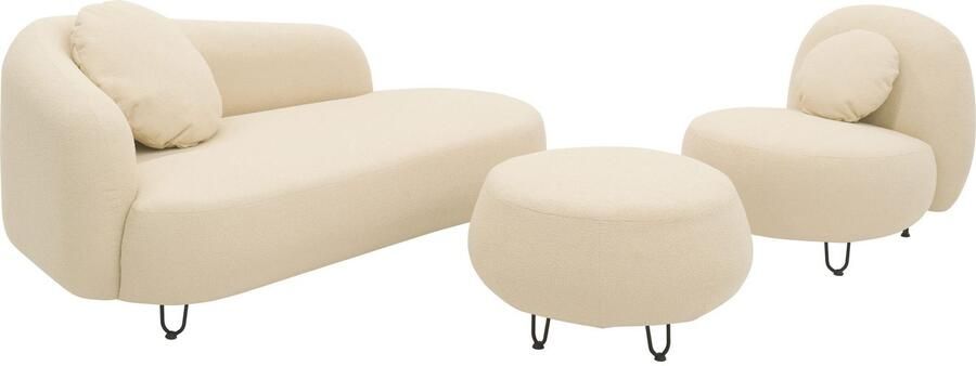 DOMO collection Zithoek Poika bekleding van faux fur Mooi gevormd outdoor-highlight ideaal voor balkon terras tuin (3-delig)