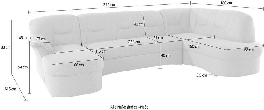 DOMO collection Zithoek Sarafina tijdloos en comfortabel optioneel met veren U-vorm - Foto 5