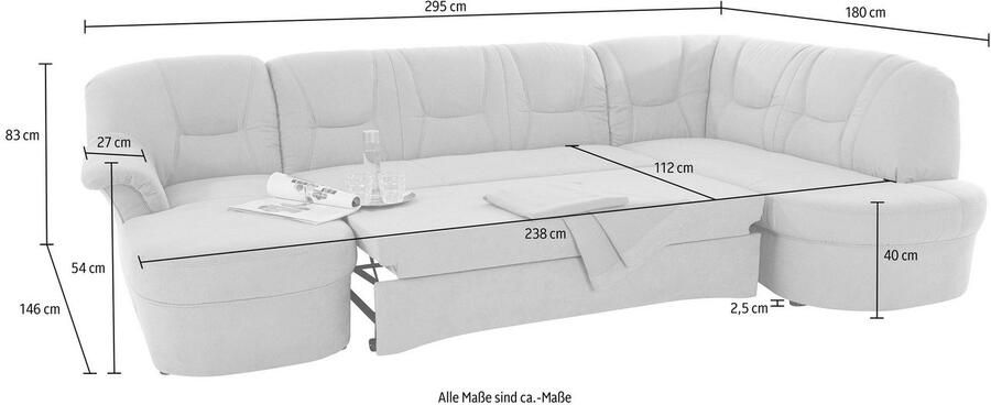 DOMO collection Zithoek Sarafina tijdloos en comfortabel optioneel met veren U-vorm - Foto 3