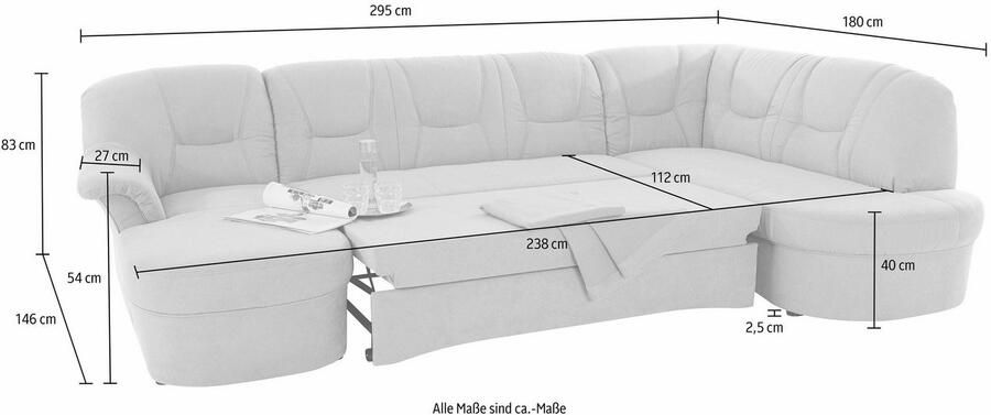 DOMO collection Zithoek Sarafina tijdloos en comfortabel optioneel met veren U-vorm - Foto 3