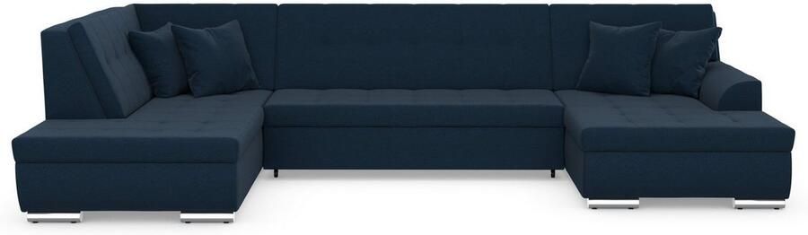 DOMO collection Zithoek Treviso inclusief sierkussen moderne stiksels XXL: B D H: 364 201 83 cm naar keuze met slaapfunctie in vele soorten bekleding ook in cord u-model - Foto 6