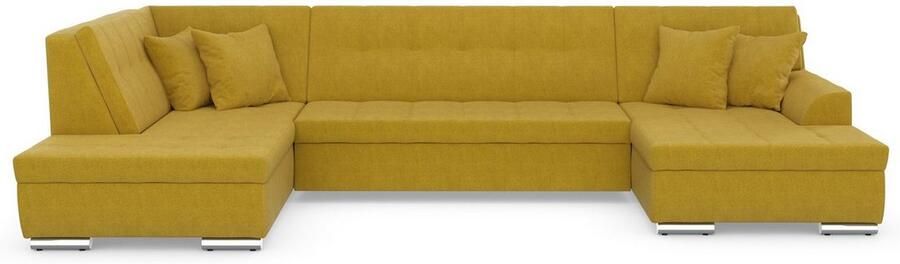 DOMO collection Zithoek Treviso inclusief sierkussen moderne stiksels XXL: B D H: 364 201 83 cm naar keuze met slaapfunctie in vele soorten bekleding ook in cord u-model - Foto 5